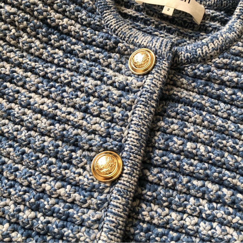 BEST Ba&sh Gaspard Knit Cardigan Small Blue French Classic - Picture 5 of 10